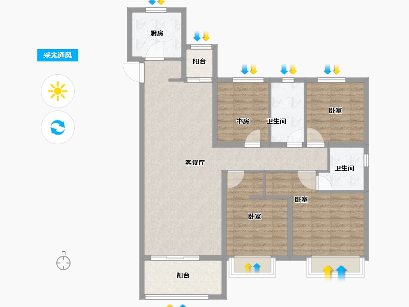 安徽省-芜湖市-和顺新视界-104.19-户型库-采光通风