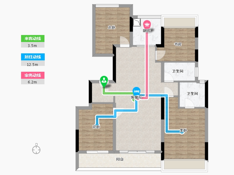 浙江省-杭州市-禹洲宋都望林府-102.72-户型库-动静线