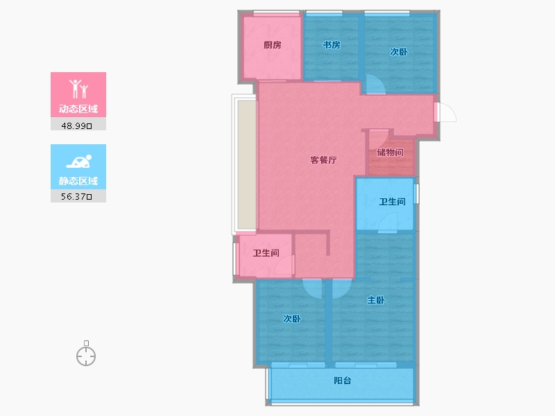 浙江省-杭州市-绿城春风金沙-95.11-户型库-动静分区