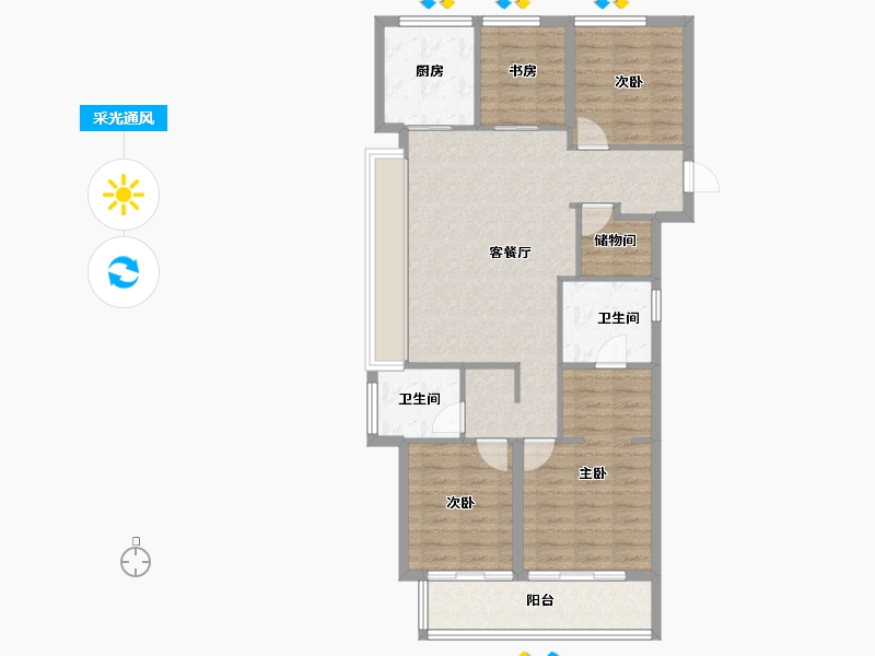 浙江省-杭州市-绿城春风金沙-95.11-户型库-采光通风