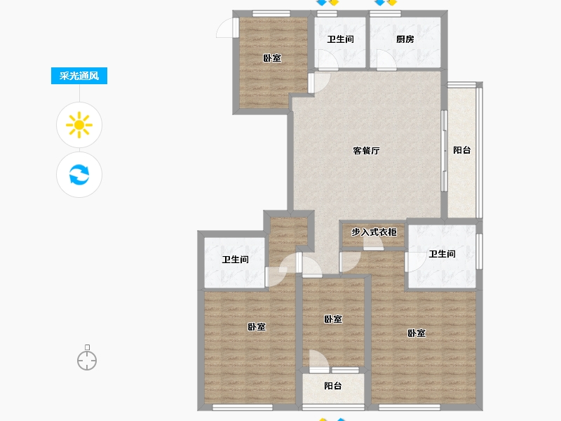 浙江省-杭州市-信达滨江壹品-126.40-户型库-采光通风