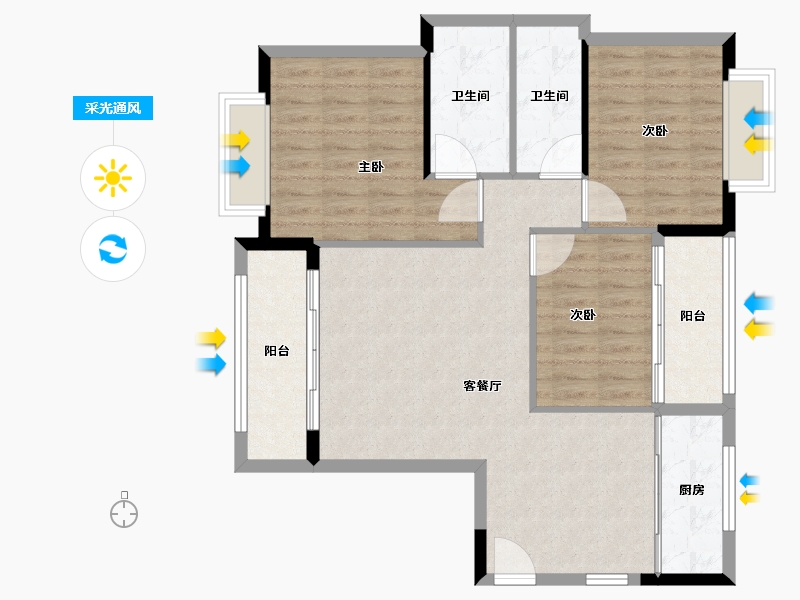 福建省-南平市-新城中心御峰-93.00-户型库-采光通风