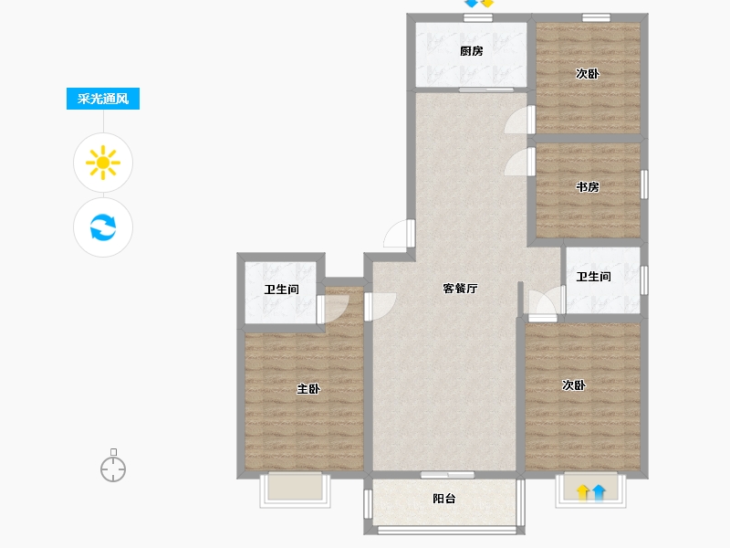 山东省-青岛市-盛泰首府-117.00-户型库-采光通风