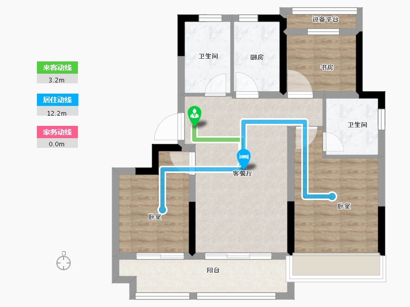 浙江省-金华市-美的上湖华章-71.00-户型库-动静线