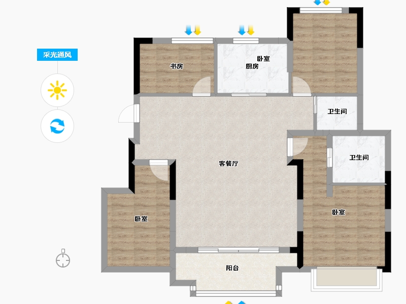 浙江省-嘉兴市-万科翡翠四季-102.91-户型库-采光通风