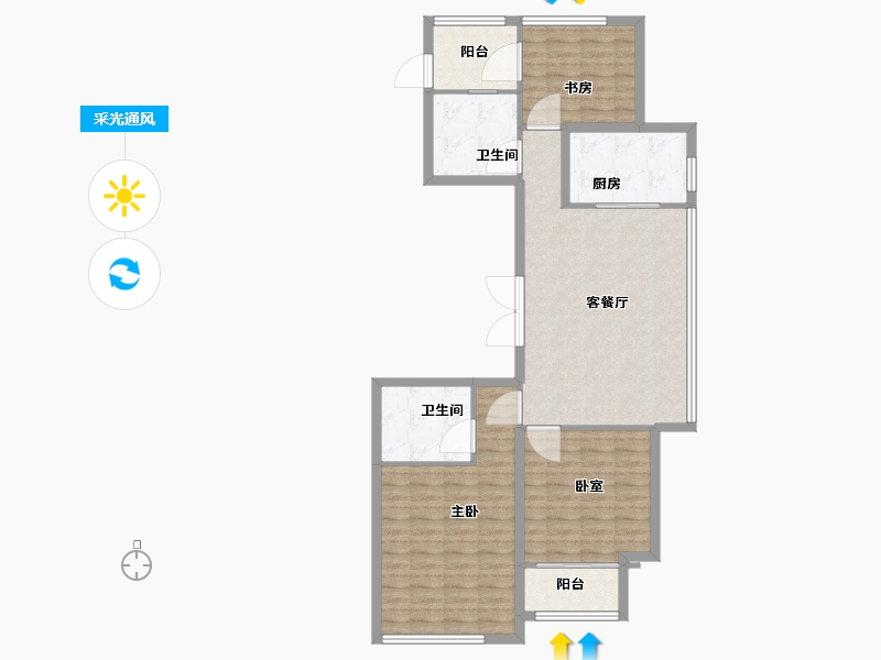 浙江省-宁波市-绿城同山玉兰花园-99.00-户型库-采光通风