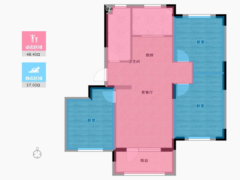 山东省-青岛市-康大叶语东山-76.00-户型库-动静分区