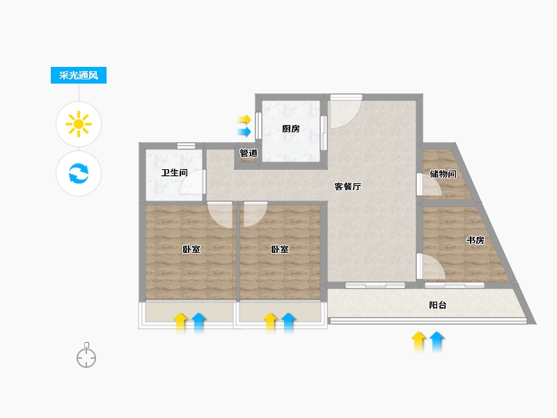 浙江省-舟山市-绿城·梧桐园-80.00-户型库-采光通风