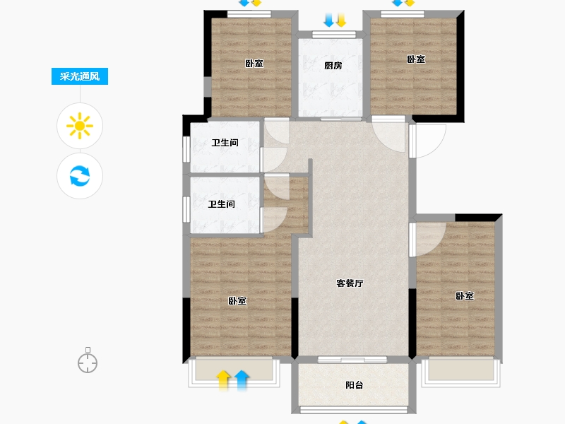 浙江省-湖州市-中梁德清壹号院-108.00-户型库-采光通风