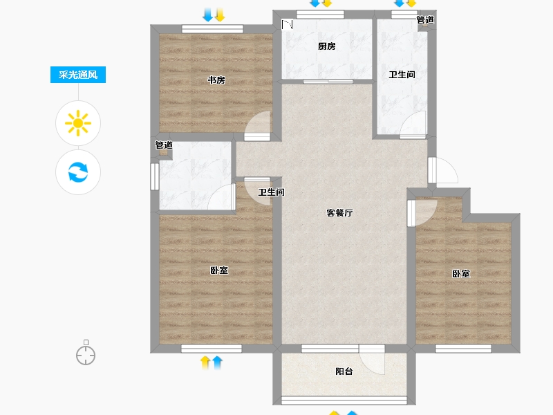 山东省-青岛市-康大叶语东山-88.00-户型库-采光通风