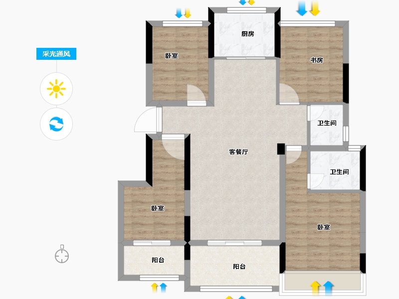 浙江省-金华市-中翼金报翡翠园-95.00-户型库-采光通风