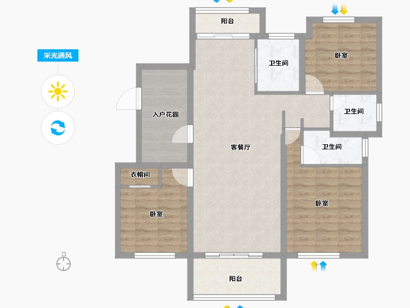 安徽省-芜湖市-紫约拉菲庄园-96.76-户型库-采光通风