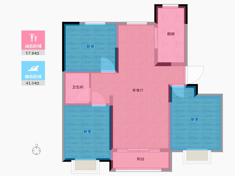 宁夏回族自治区-吴忠市-壹号公馆-88.58-户型库-动静分区