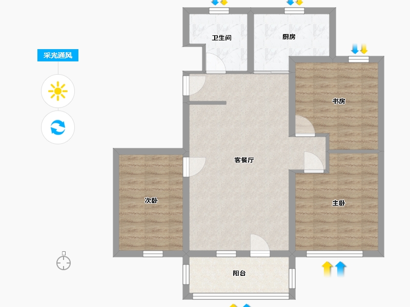 山东省-青岛市-山水嘉苑悦峰-80.00-户型库-采光通风