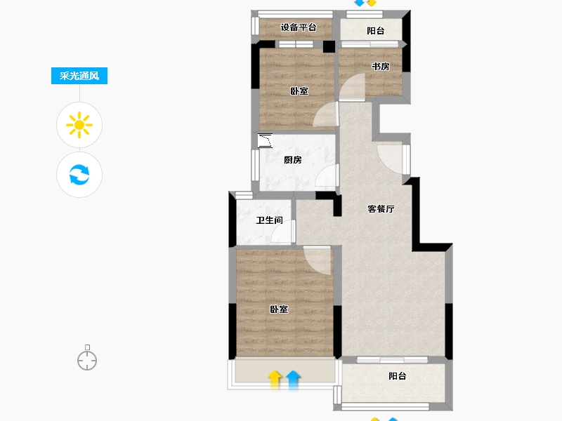 浙江省-金华市-美的上湖华章-60.00-户型库-采光通风