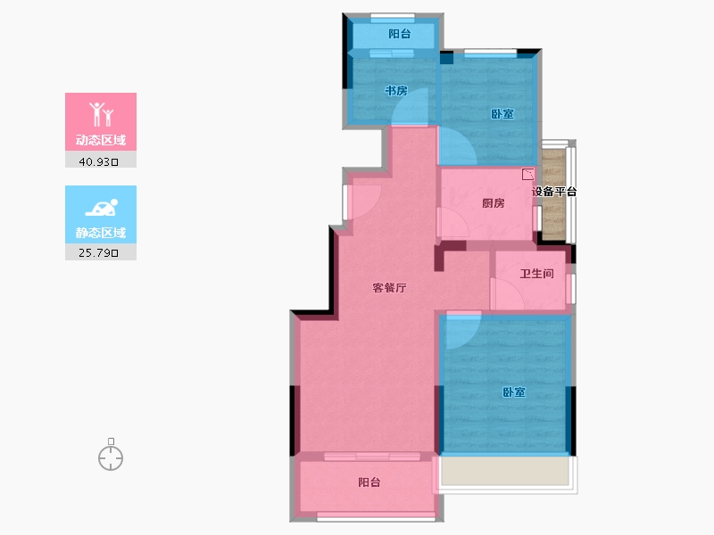 浙江省-金华市-美的上湖华章-60.00-户型库-动静分区