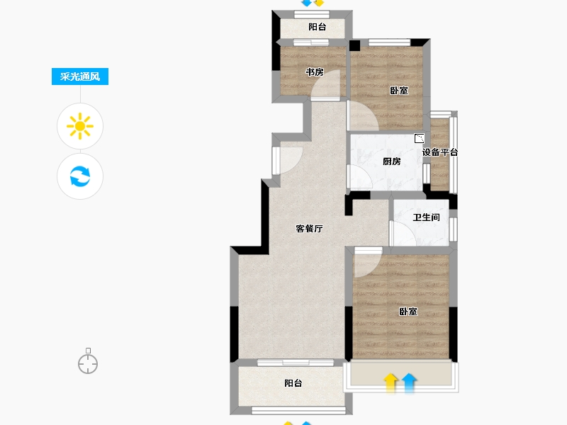 浙江省-金华市-美的上湖华章-60.00-户型库-采光通风