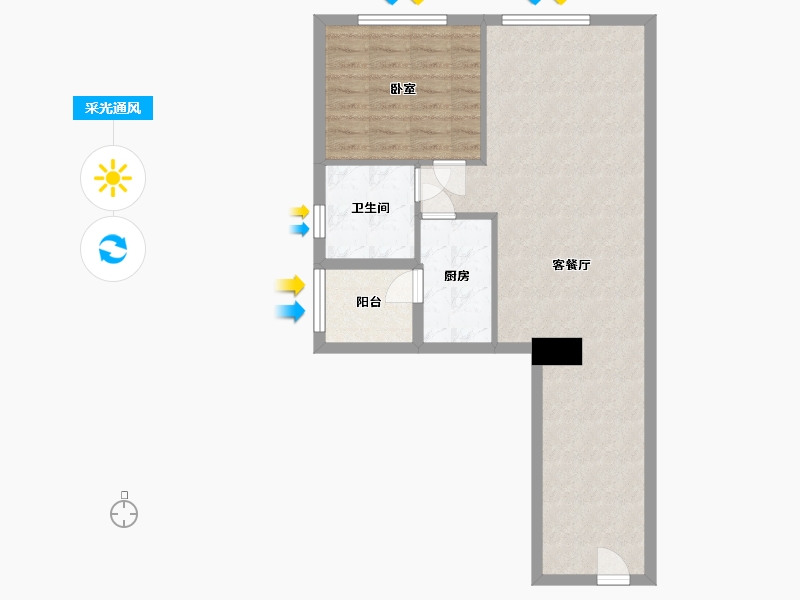 浙江省-杭州市-重庆来福士住宅-68.28-户型库-采光通风