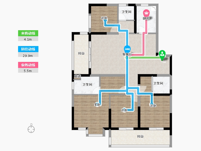 江苏省-泰州市-泰州市汇鸿景云花园-125.60-户型库-动静线