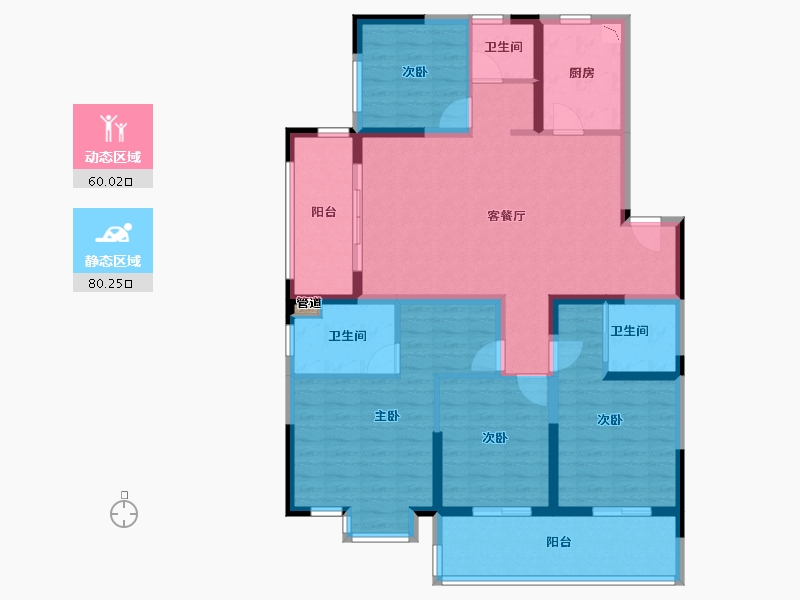 江苏省-泰州市-泰州市汇鸿景云花园-125.60-户型库-动静分区