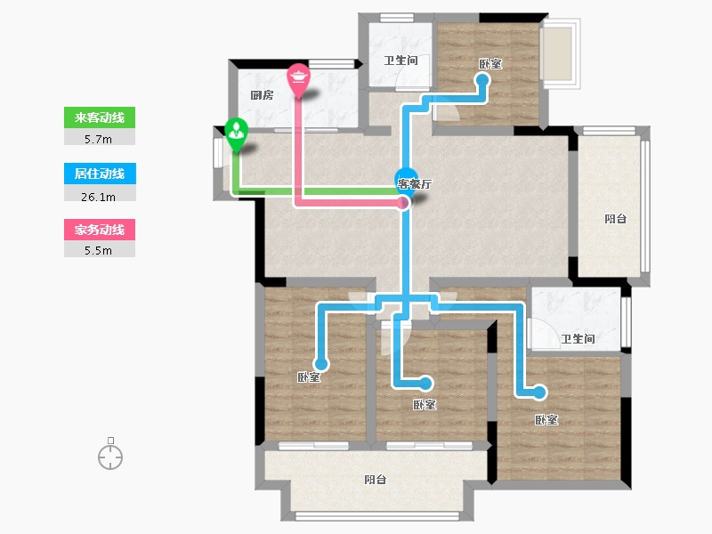 安徽省-芜湖市-中御公馆-106.19-户型库-动静线