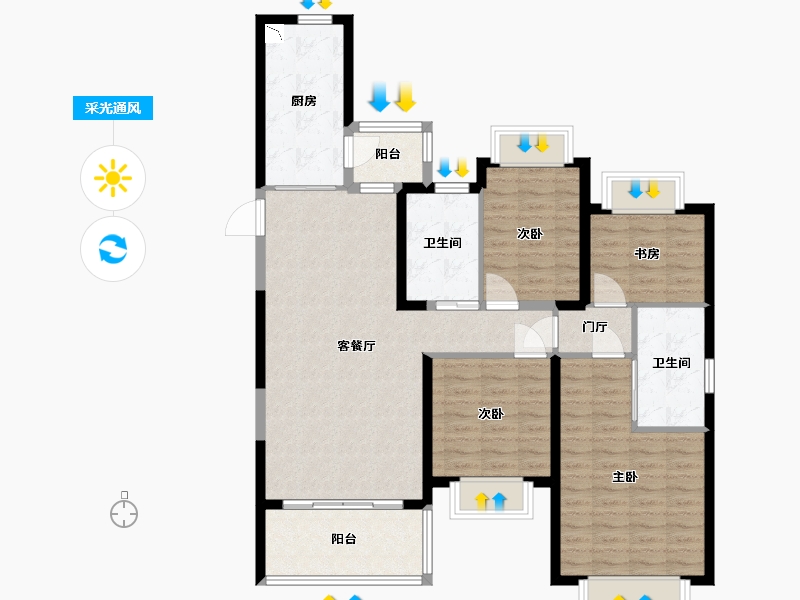 福建省-福州市-福清恒大御府-111.00-户型库-采光通风