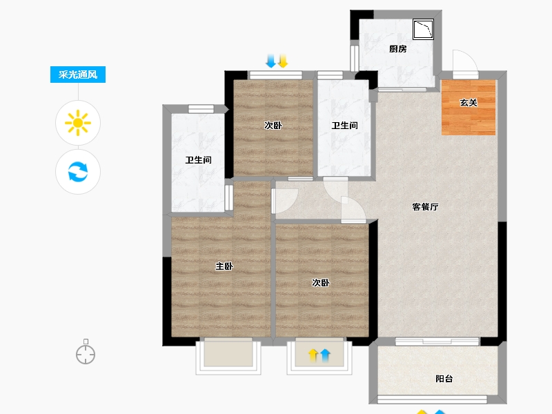 江西省-九江市-中奥世茂·天悦宸央-75.20-户型库-采光通风