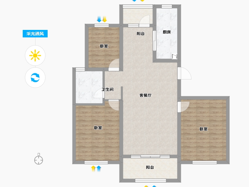 山东省-青岛市-海达如意金岸3号-92.01-户型库-采光通风