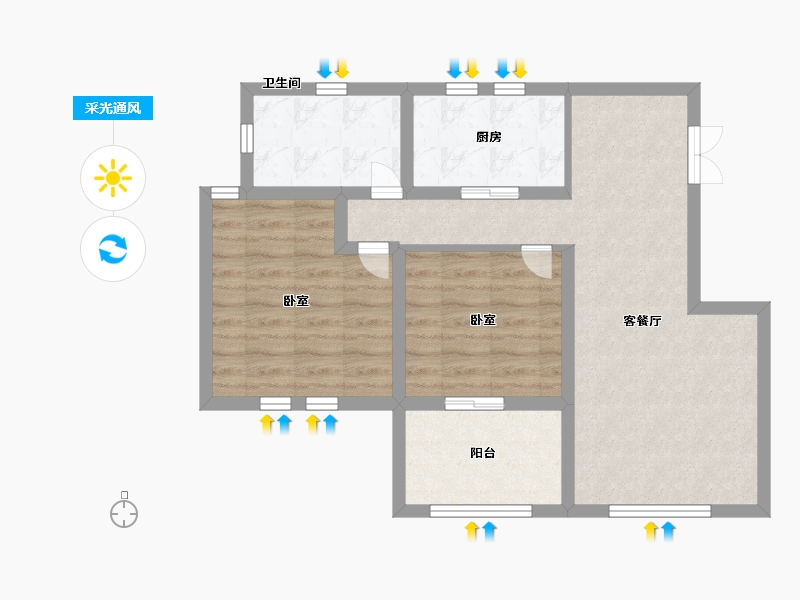 江苏省-镇江市-中冶玉翠园-67.99-户型库-采光通风