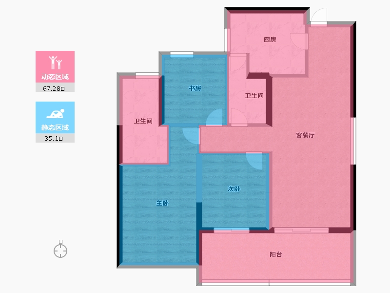 浙江省-杭州市-绿城春风金沙-91.82-户型库-动静分区