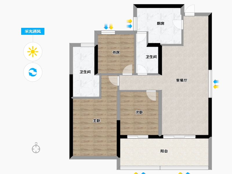 浙江省-杭州市-绿城春风金沙-91.82-户型库-采光通风