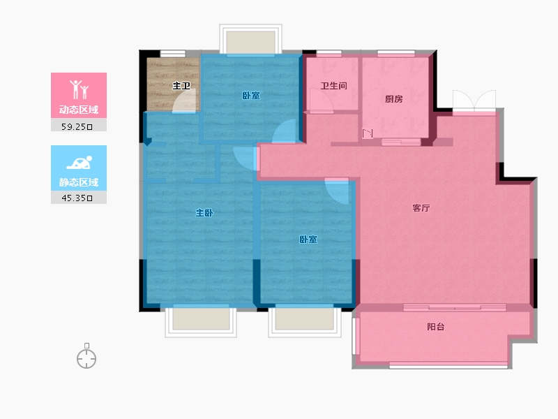 江苏省-盐城市-国投欧亚金麟府-96.97-户型库-动静分区