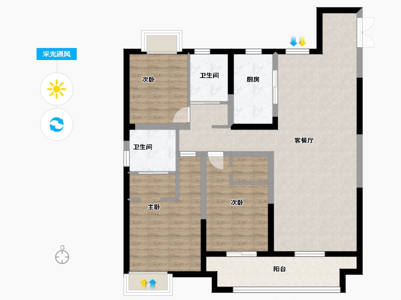 江西省-九江市-嘉圆·悦湖居-101.60-户型库-采光通风