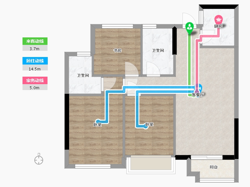 浙江省-杭州市-昆仑华府-71.43-户型库-动静线