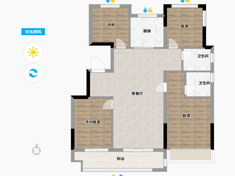 浙江省-温州市-石榴玉兰湾-98.00-户型库-采光通风