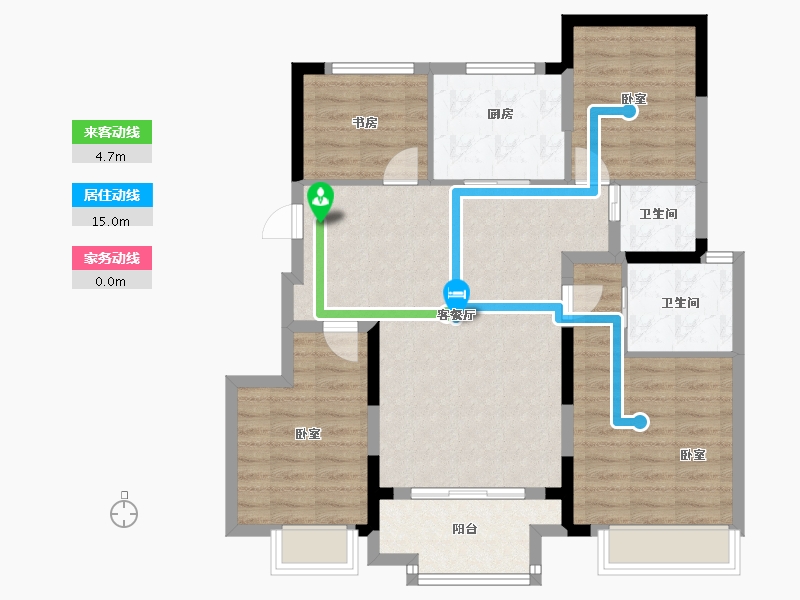 浙江省-嘉兴市-万科翡翠四季-93.00-户型库-动静线