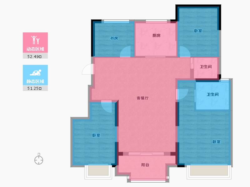 浙江省-嘉兴市-万科翡翠四季-93.00-户型库-动静分区