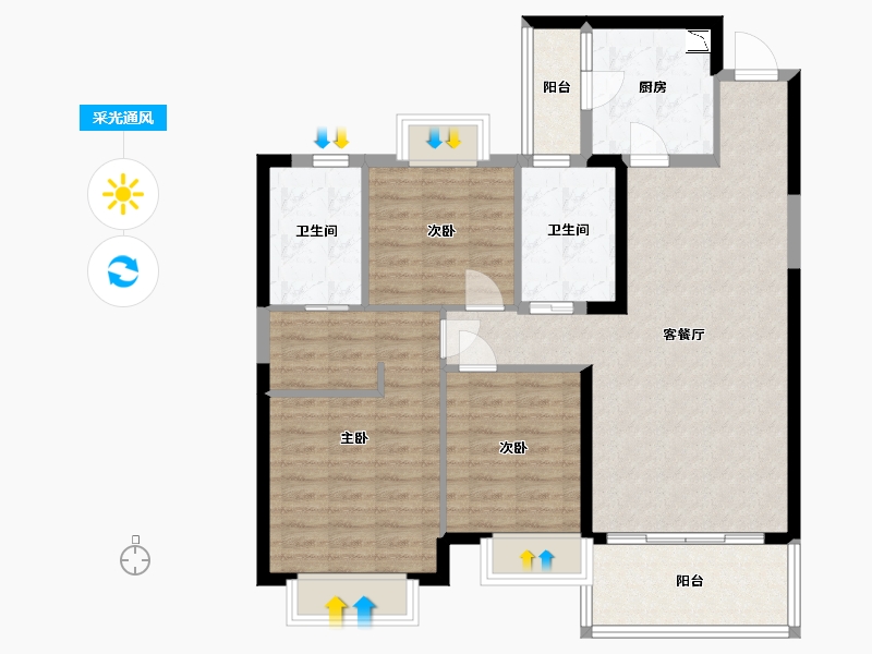 福建省-福州市-福清恒大御府-99.00-户型库-采光通风