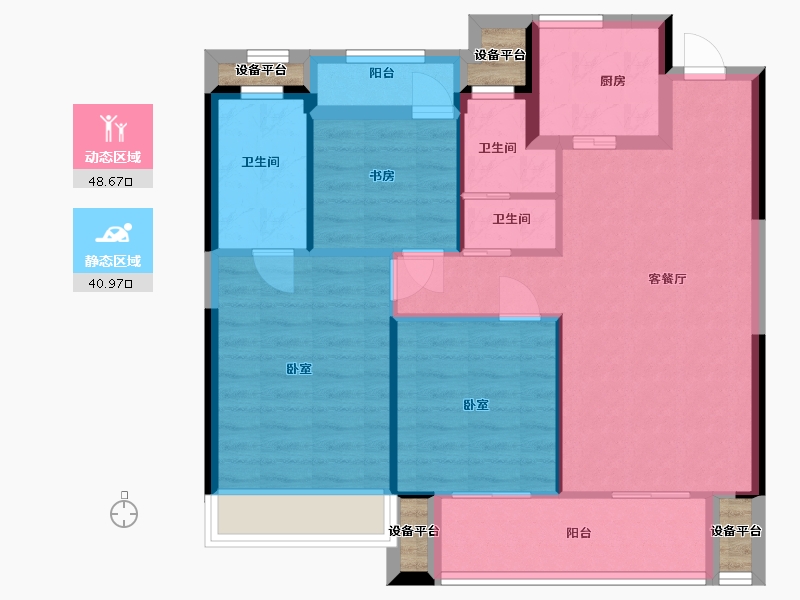 浙江省-温州市-金科中南未来都会-84.00-户型库-动静分区