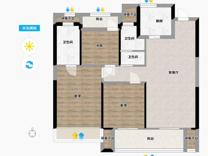 浙江省-温州市-金科中南未来都会-84.00-户型库-采光通风