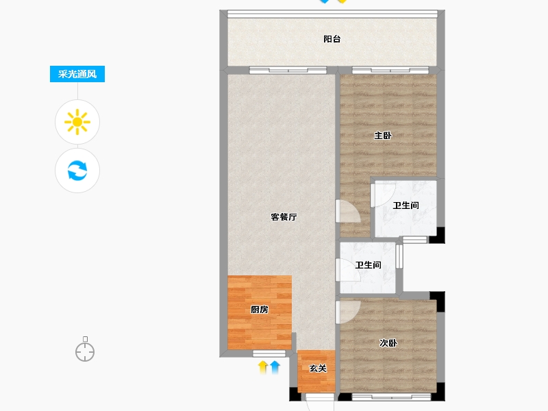 安徽省-阜阳市-绿地太平湖-76.01-户型库-采光通风