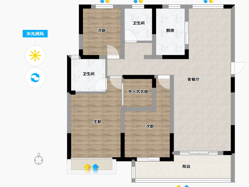 江苏省-泰州市-天逸华府-100.45-户型库-采光通风