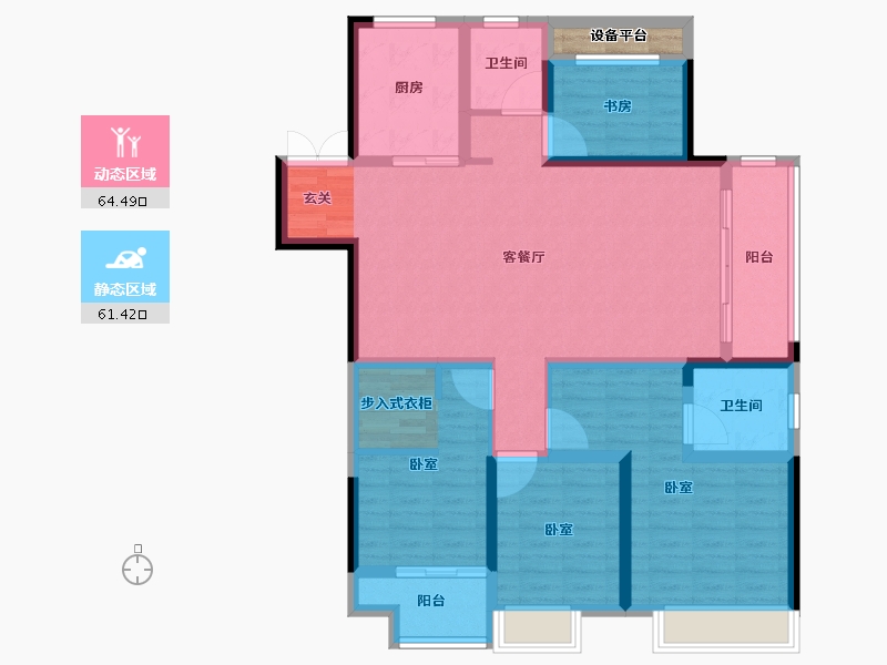 浙江省-湖州市-湖州新城吾悦广场-114.00-户型库-动静分区