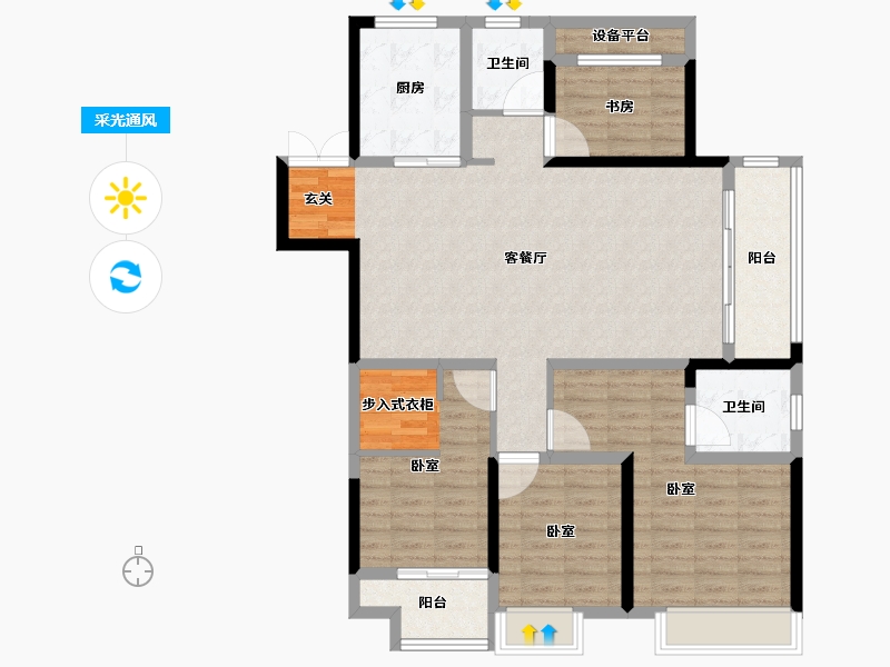 浙江省-湖州市-湖州新城吾悦广场-114.00-户型库-采光通风