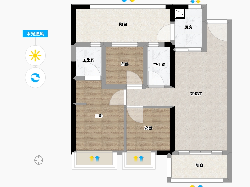 福建省-厦门市-金龙海悦城-68.23-户型库-采光通风