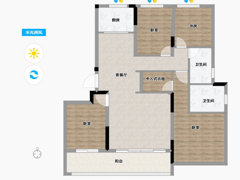 浙江省-绍兴市-融创绍兴壹号院-121.22-户型库-采光通风