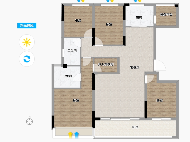 浙江省-绍兴市-融创绍兴壹号院-123.31-户型库-采光通风