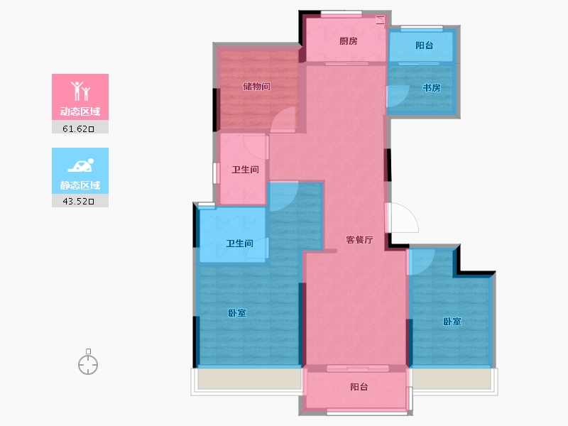 浙江省-金华市-金科华鸿溪望文华轩-94.00-户型库-动静分区