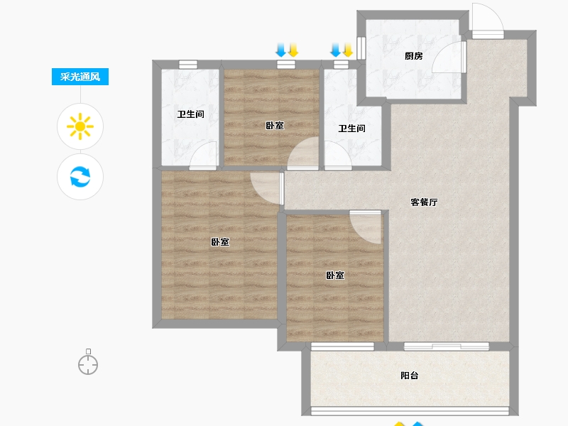 安徽省-芜湖市-和顺新视界-82.97-户型库-采光通风