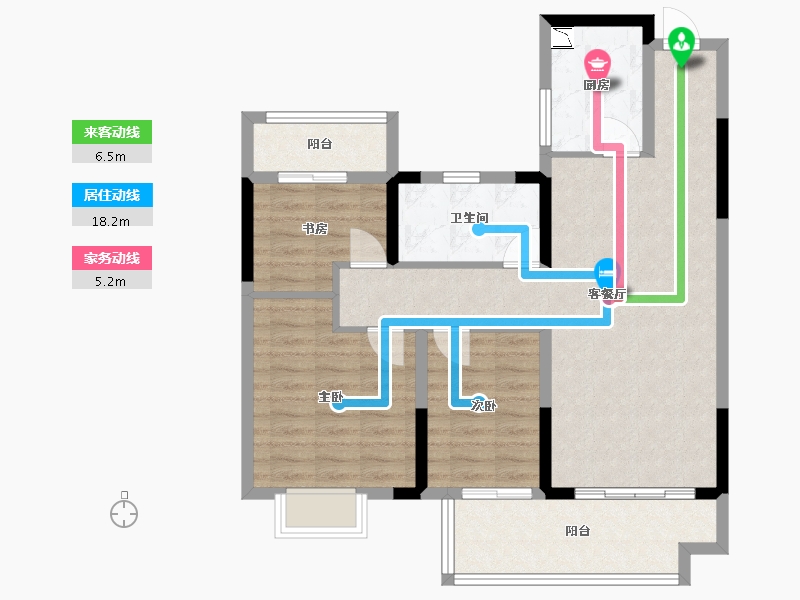 江苏省-泰州市-姜堰通银天泽府-85.00-户型库-动静线